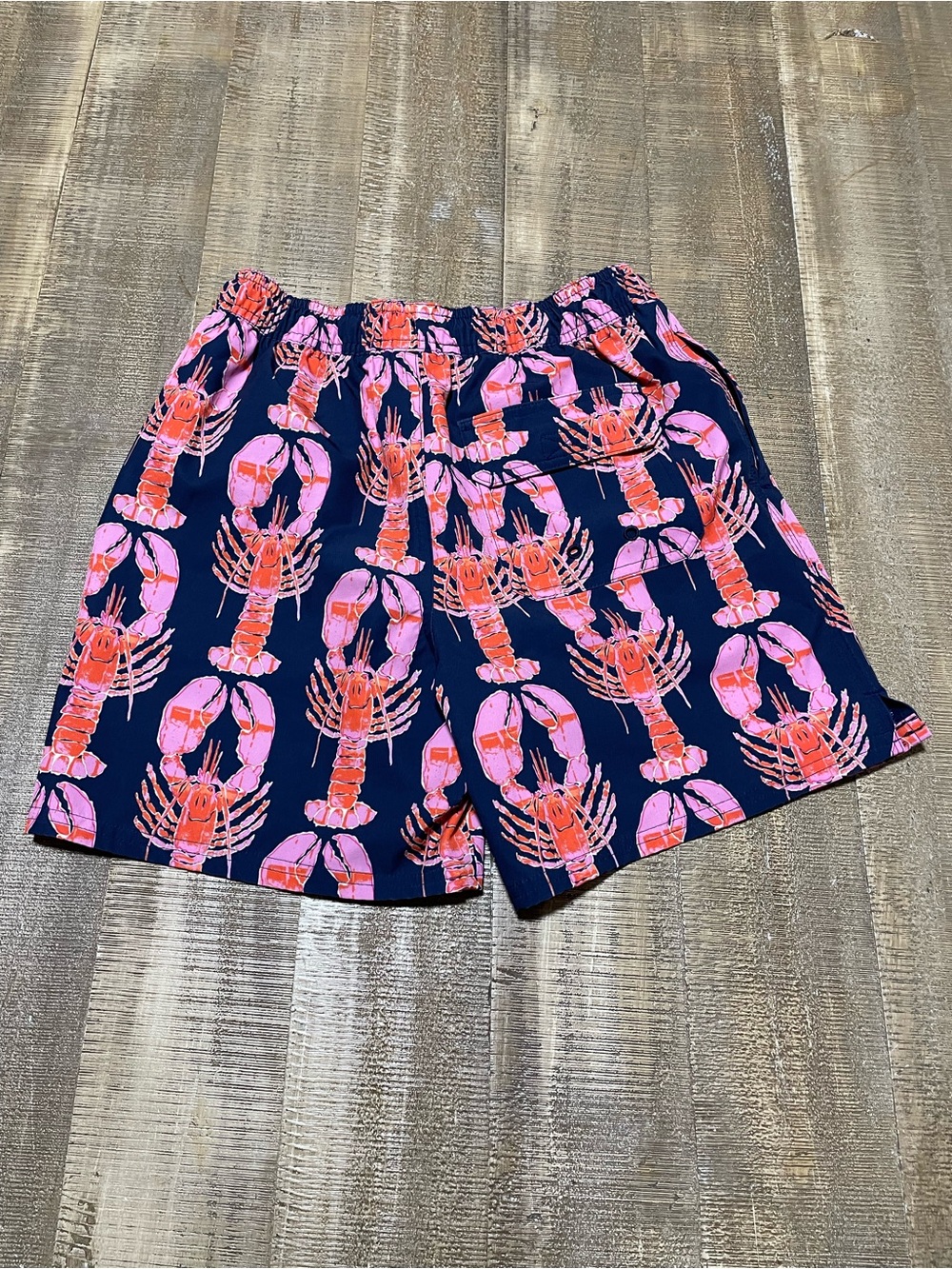 Youth Vineyard Vines Navy Lobster Print Swim Trunks - Nantucket Red Detail - Picture 2 of 4